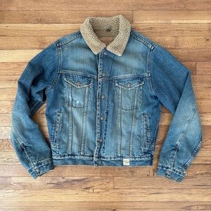 Vintage Abercrombie Fitch Workwear Trucker Jacket Sherpa Lined Men’s SZ.S